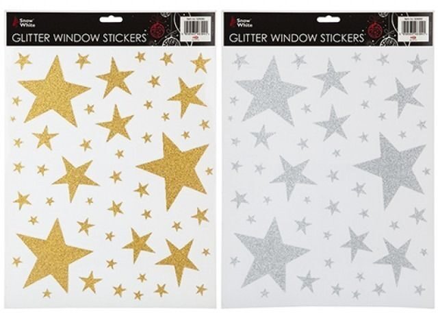 Silver & Gold Star Window Clings