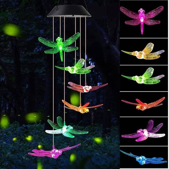 LED Dragonfly Colour Changing Solar Wind Chimes