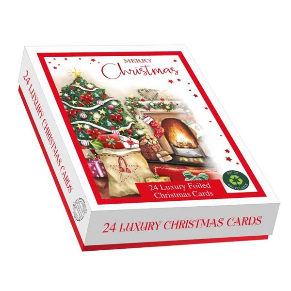 24 PACK FESTIVE COMFORT CHRISTMAS SQUARE LUXURY FOILED BOXED CARDS