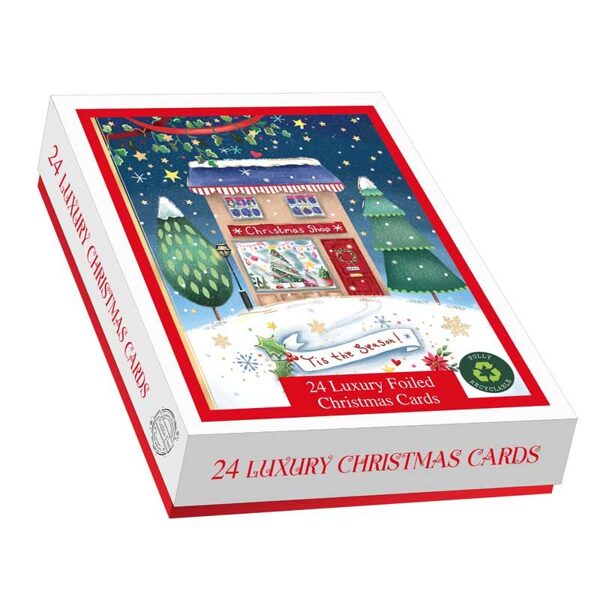 24 PACK CHRISTMAS SHOPPING LUXURY FOILED BOXED CARDS