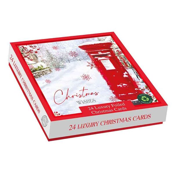 24 PACK CHRISTMAS POST SQUARE LUXURY BOXED CARDS