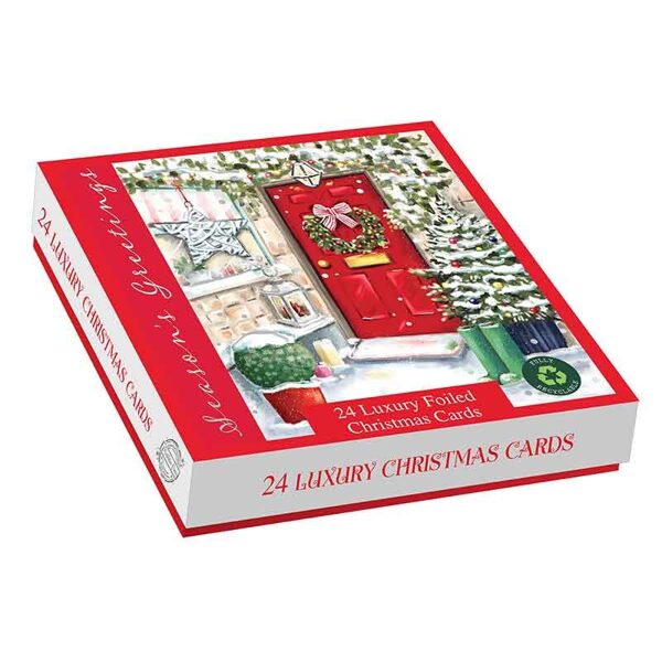 24 PACK HOME FOR CHRISTMAS SQUARE LUXURY FOILED BOXED CARDS