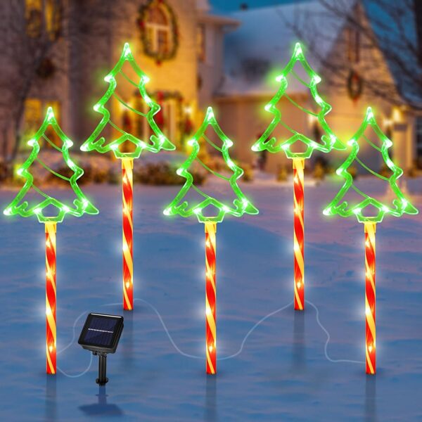 Set of 5 Christmas tree  stake lights