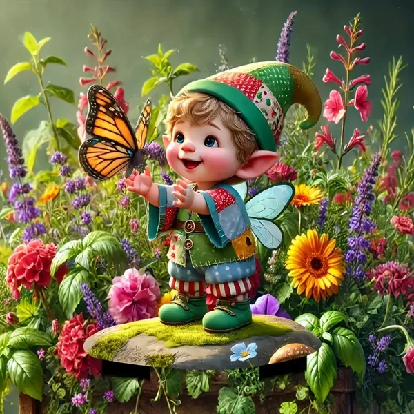 Charming Boho Gnome & Butterfly 2D Acrylic Garden Stake