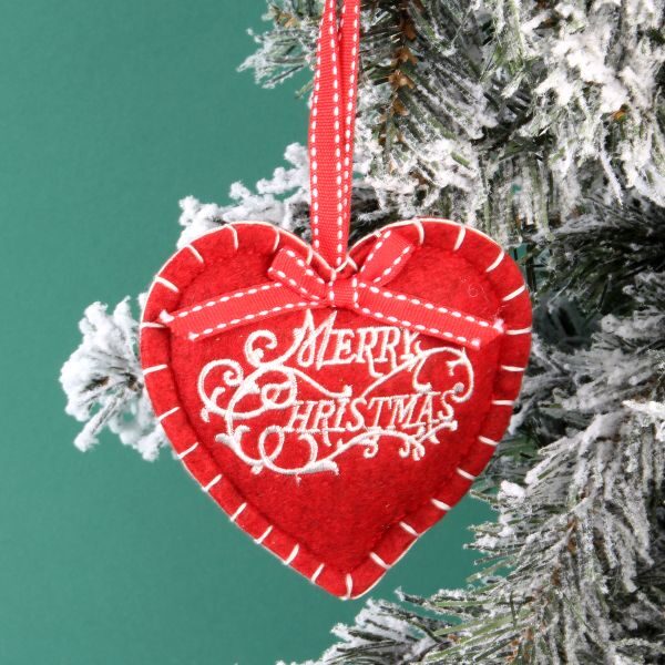 SET OF 2 HEART SHAPED CHRISTMAS TREE DECORATIONS