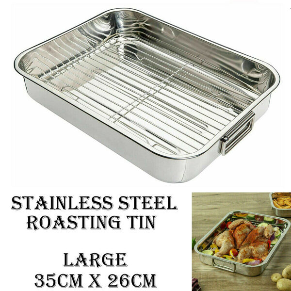 STAINLESS STEEL ROASTING TRAY WITH RACK