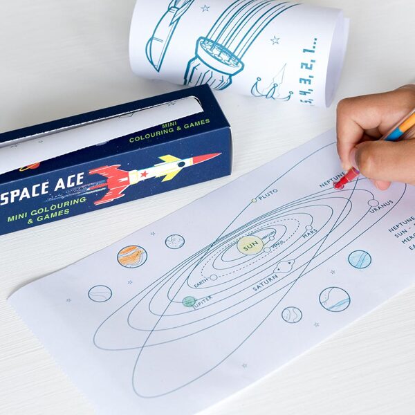 Space Ace Colouring & Games Roll With Multi Coloured Pencil