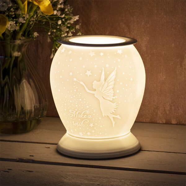 Fairy Make a Wish Porcelain Etched Glass Aroma Lamp 